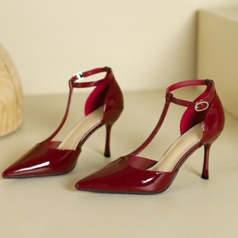 Fashion Temperament Stiletto Single Shoes Autumn New Pointed Toe Shallow Mouth Hollow One Strap Anti-slip Wear-resistant High Heels