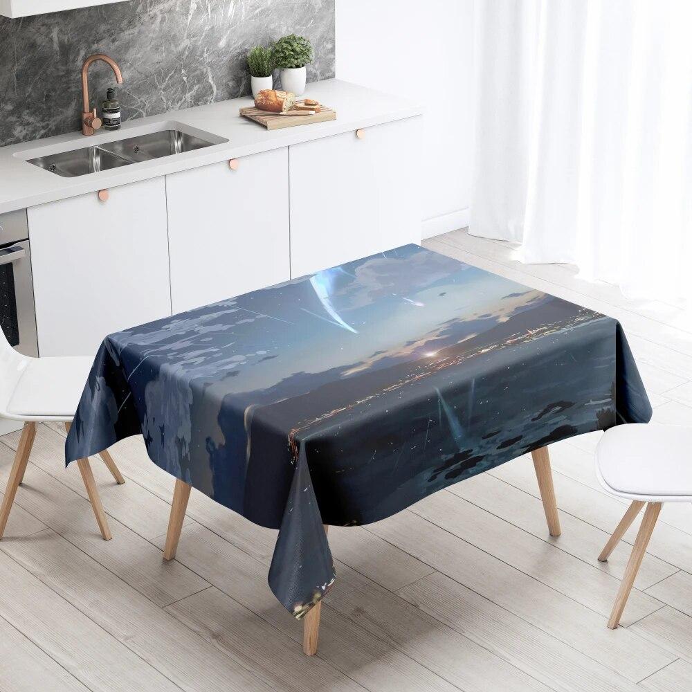 Szenische Tischdecke Heimdekor Fleckenabweisend Wasserdicht Tischdekoration Rechteckig Küche Kamin Arbeitsplatte