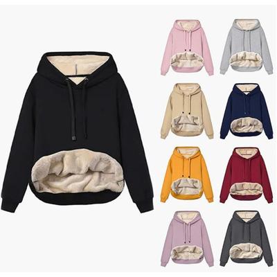 Winter Women's Warm Thick Coat Wool-fur Lined Jacket Hoodie Sweatshirt Top