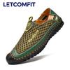 LETCOMFIT Men's Mesh Breath Light Rubber Sole Stitching Non Slip Sandals Hiking Shoes Outdoor Camping Slip On Walking Footwear