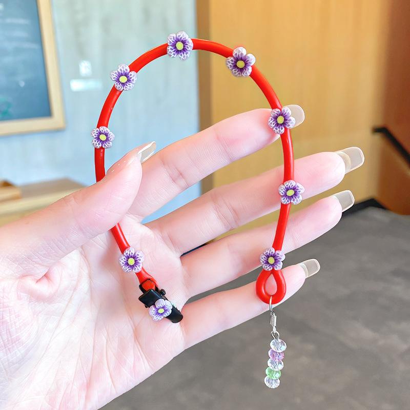 New Girls Cute Flowers Braided Hair Headband Curly Hair Rope For Kids Candy Colors Hairpins Hair Bands Fashion Hair Accessories