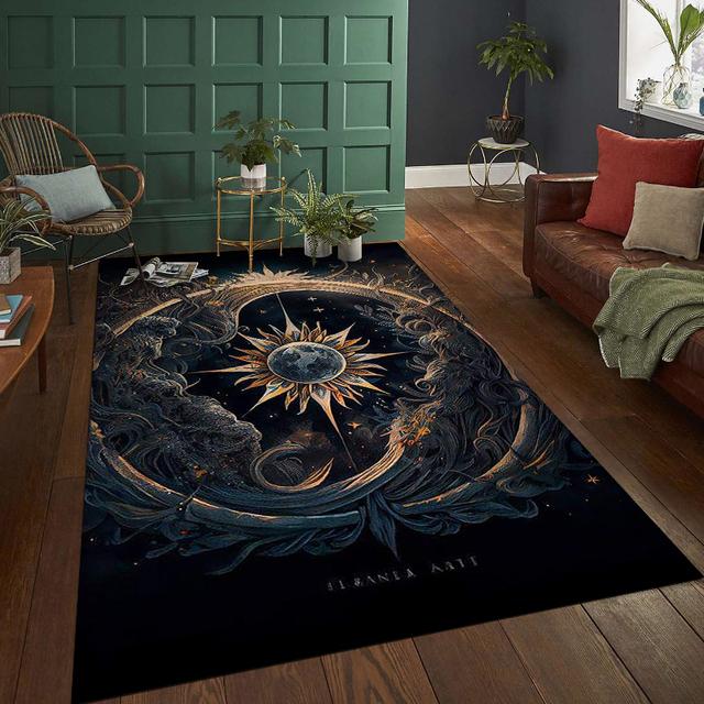 Gothisches Schlafzimmer Tarot Mond Sonne Teppich für Wohnzimmer Heimdekoration Schlafzimmer Bettseite Fußmatte Hexe Gothischer Teppich Heimteppich