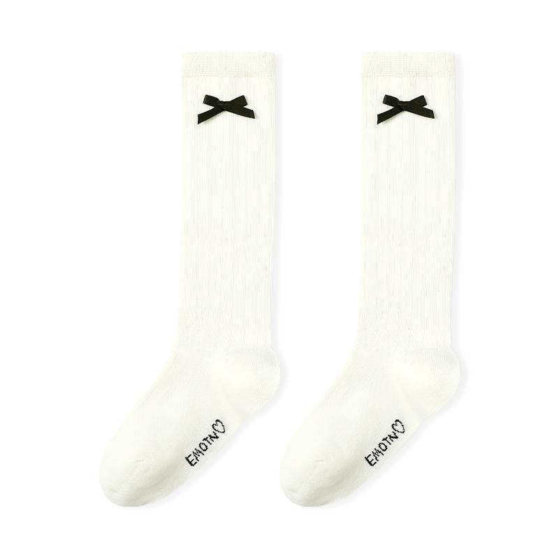 Jiusuiban Girls  Bow Cotton High-Tube School Socks (2-Pack) 20-22