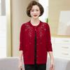 Winter Knitted Cardigan Old Lady Sweater Crew Neck Printing Loose Casual and Comfortable Women's Sweater Middle-aged Mother Autumn