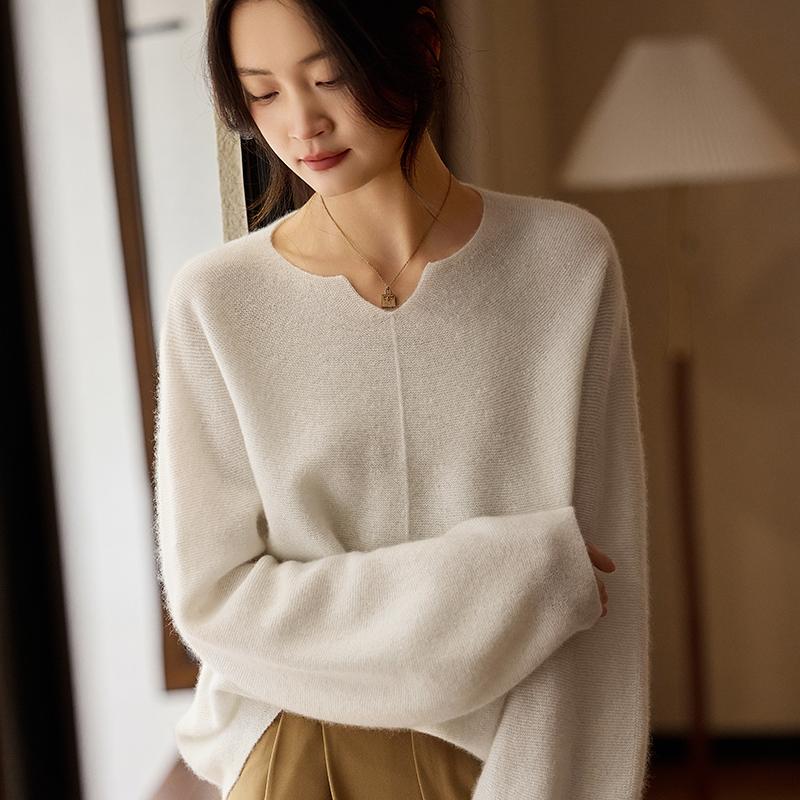 Dámský kašmírový svetr Kašmír Qinghe 30% kašmír 70% vlna podzimní a zimní pulovr hřejivý a módní