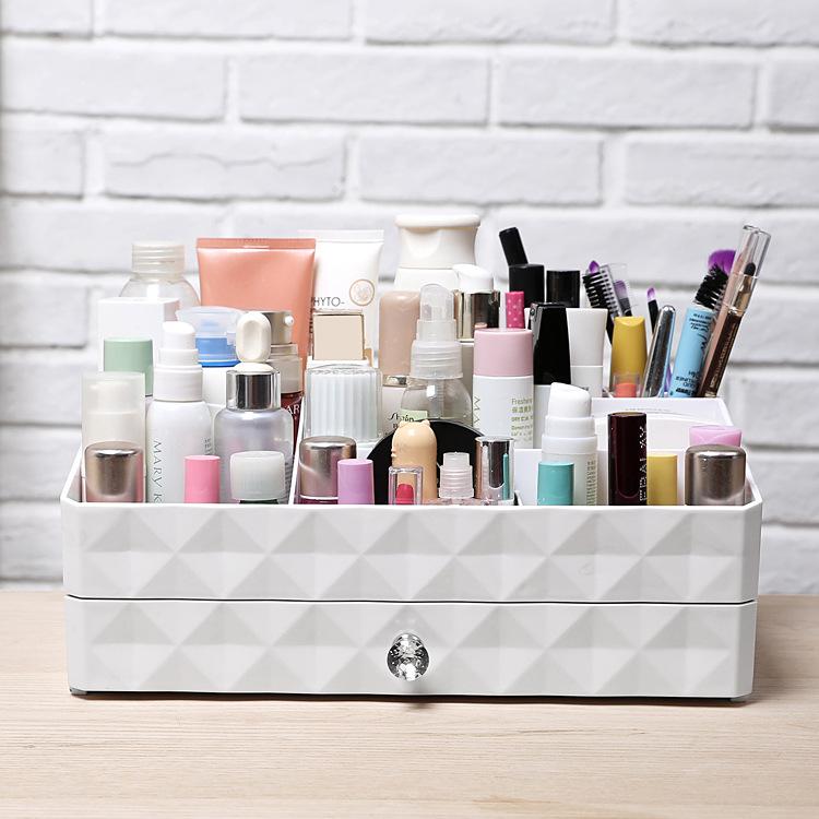 Waterproof Plastic Cosmetics Makeup Box Large Capacity ABS Cosmetic Case white