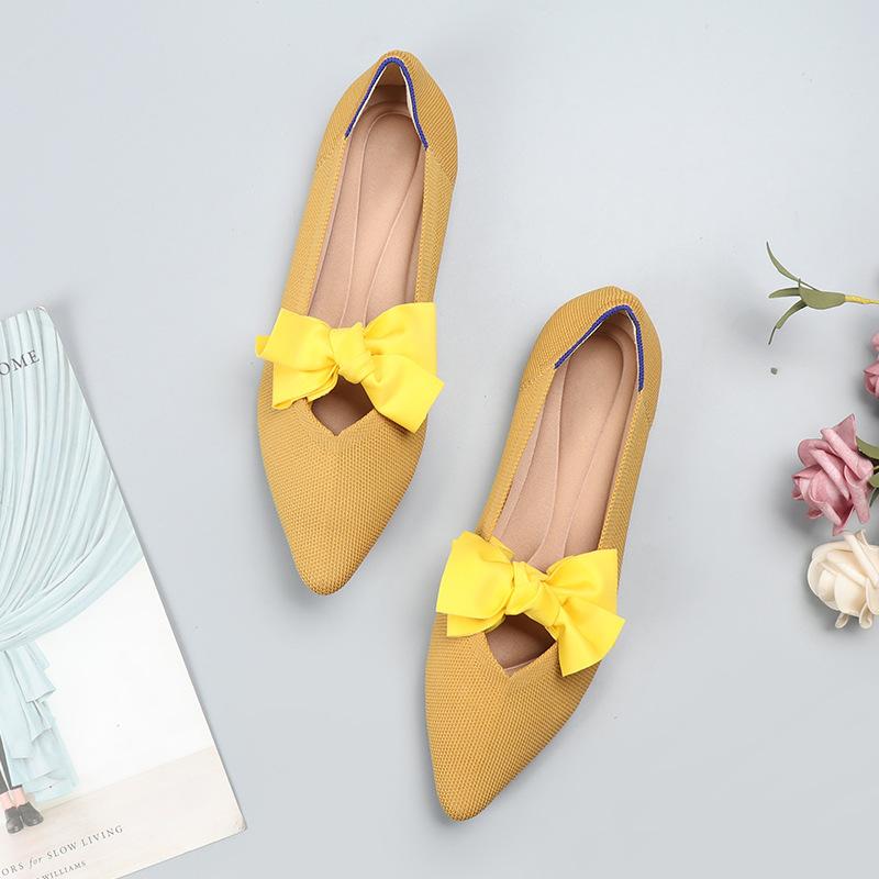 New spring and autumn flying woven single shoes Doudou woven flat wool women's ladyshoes