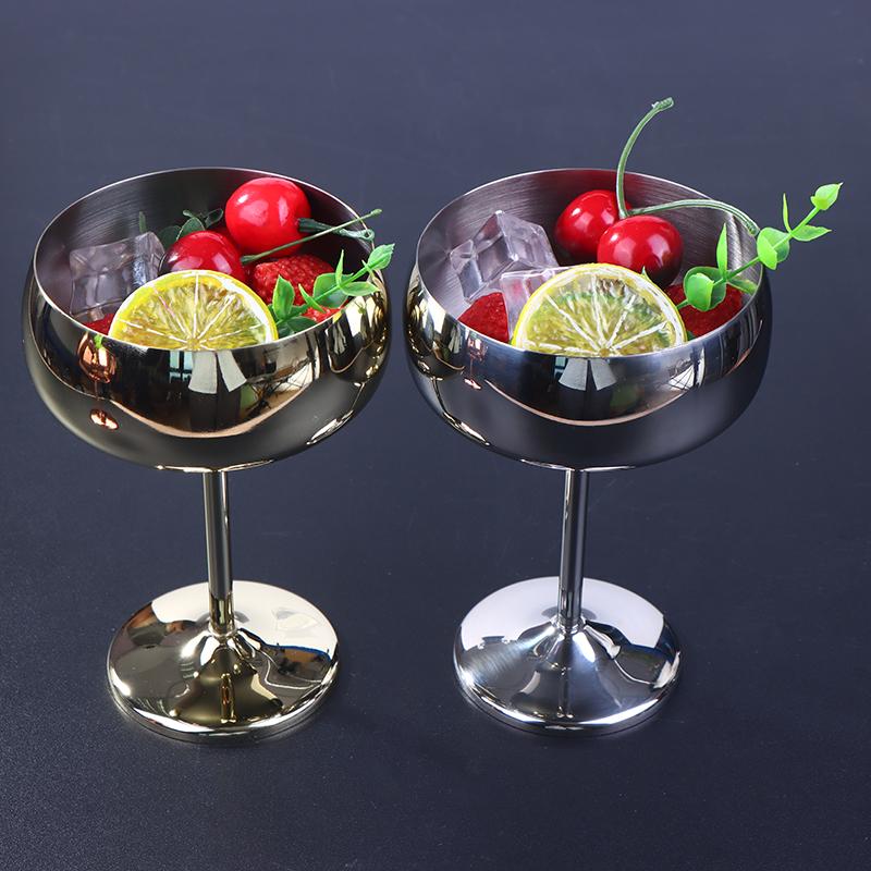 1 Stück Edelstahl-Goblet Cocktail 450ml Metall Hohes Champagnerglas Unzerbrechlich Rotweinbecher Flötenbecher Bar Martini-Becher