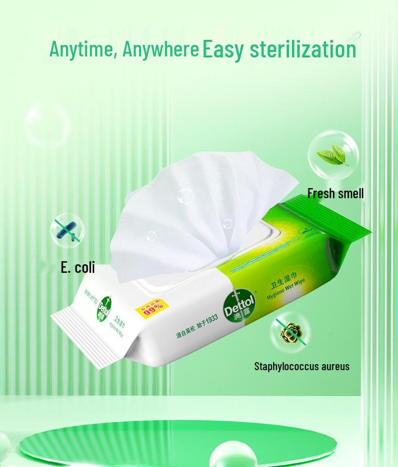 Dettol Hygienic Non-Alcoholic Wipes for Travel and Home Use