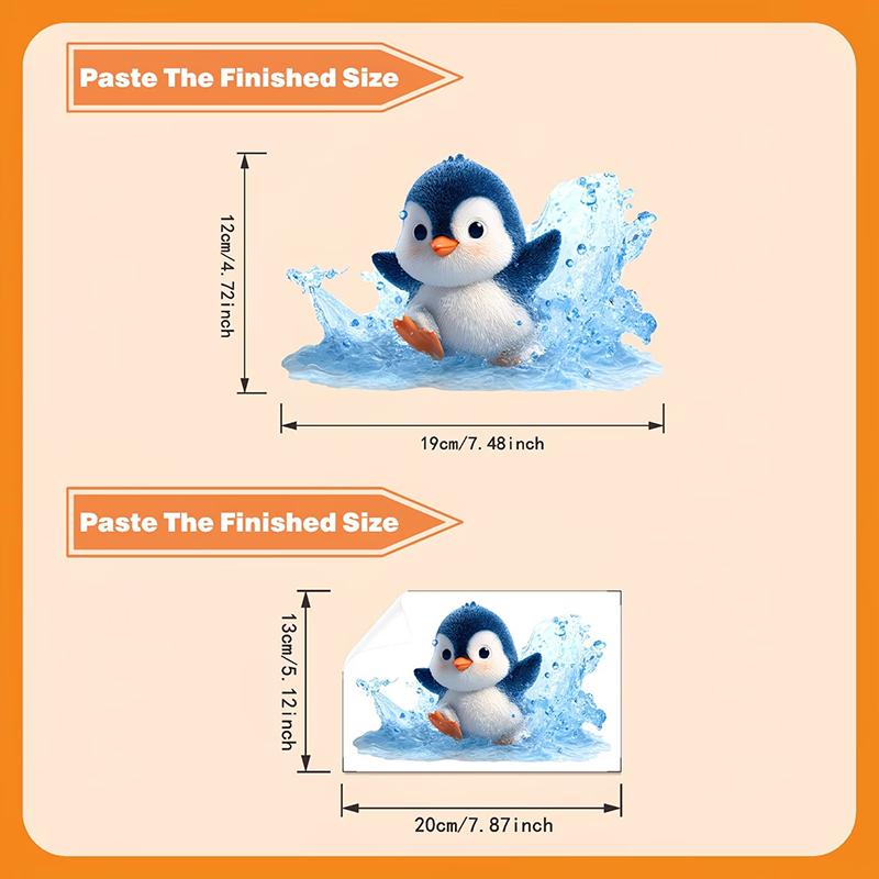 Autocolant Penguin Luminescent la Întuneric pentru Toaletă Decal Luminoase pe Sticlă Amovibile pentru Baie Camera Copiilor Decorare Perete