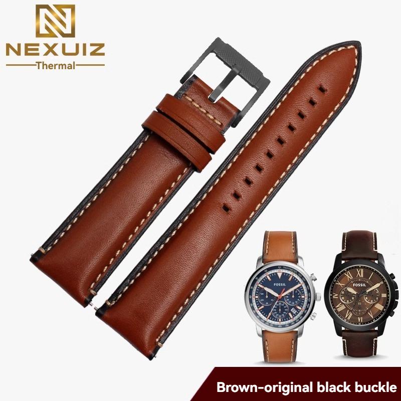 For Fossil Cowhide Leather Strap Men Black Blue Wristband Q Smart FTW1114 ME3110 FS5436 Quick Release Watchband 20mm 22mm 24mm