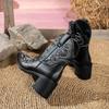 Stivali Western da Donna con Tacco Alto Ricamati a Taglio Basso Slip-On, Stile Punta Quadrata.