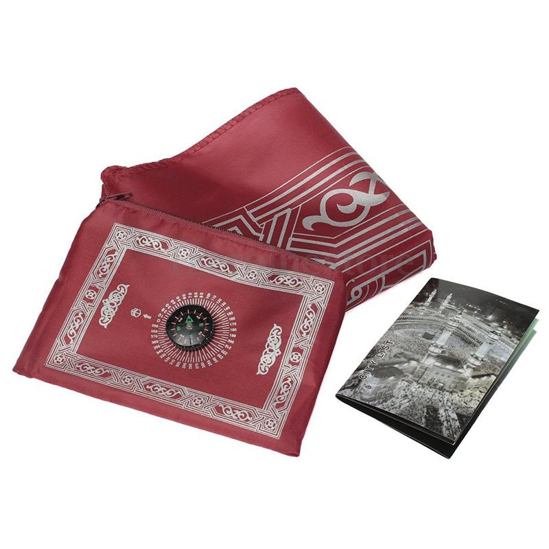 1PC Pilger-Gebetsteppich Ramadan-Geschenk Reise-Gebetsteppich Tragbarer Polyester Muslimischer wasserdichter Gebetsteppich 5 Farben