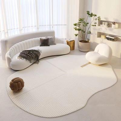 Simple Dirty Resistant Faux Cashmere Rug Cream Style Sofa Easy Care Non-Slip Coffee Table Pad Irregular Living Room Rugs