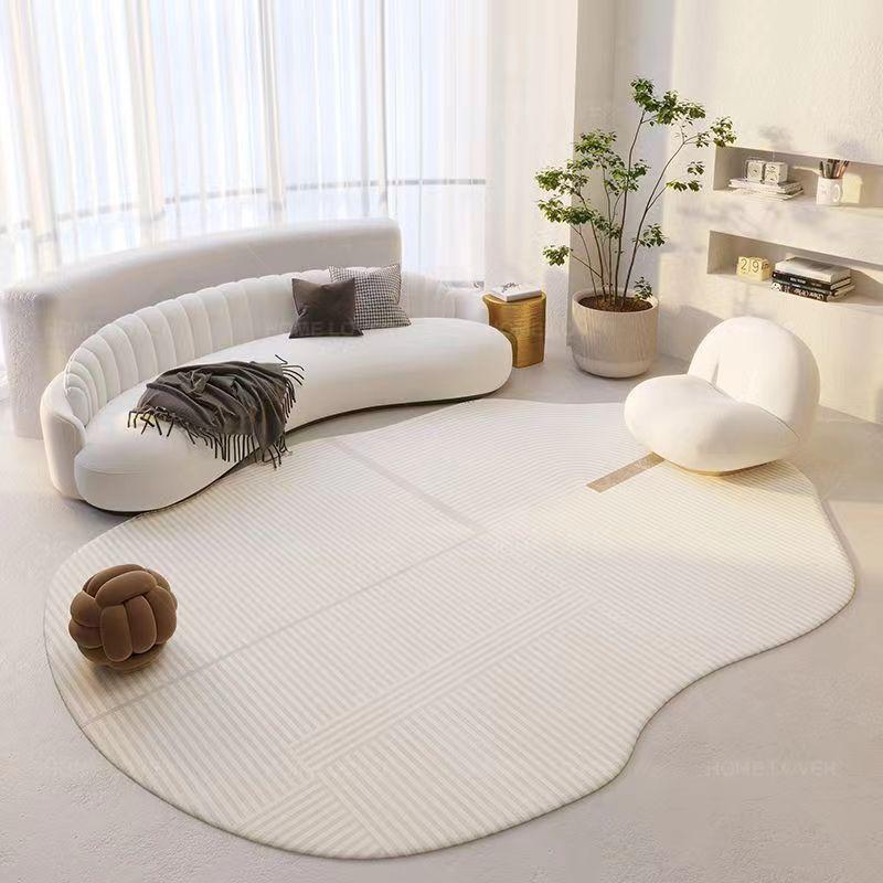 

Simple Dirty Resistant Faux Cashmere Rug Cream Style Sofa Easy Care Non-Slip Coffee Table Pad Irregular Living Room Rugs 500mm x 800mm