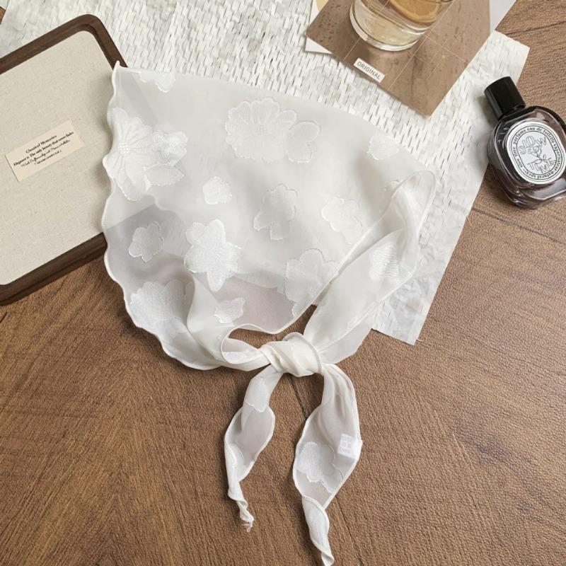 Headscarf summer women's pastoral new fresh and breathable triangle scarf scarf women's small scarf lace silk scarf high-end headband