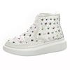 Leather lace mesh rhinestone high-top women's summer new full diamond casual fashion hole women's shoes