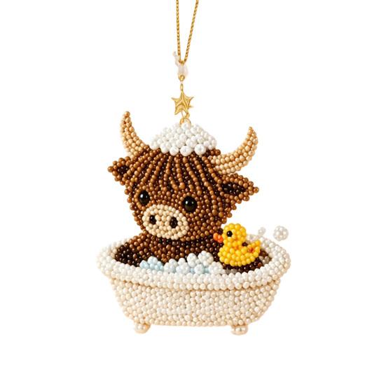 DIY Highland Cow Beading Kit Cute 3d Cow Bead Craft Pendant with Colorful Beads