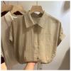 Loose Short Sleeve Shirt Women's Roll Up Sleeve Design Summer New Style Anti-Aging Fashionable Top Small Audience Design