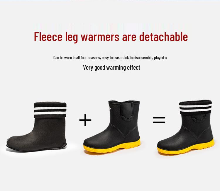 Unisex Mid-Calf Waterproof Rain Boots: Non-Slip, Wear-Resistant Rubber Shoes for Outdoor, Kitchen, Car Wash & Sports. Pull-On Style.