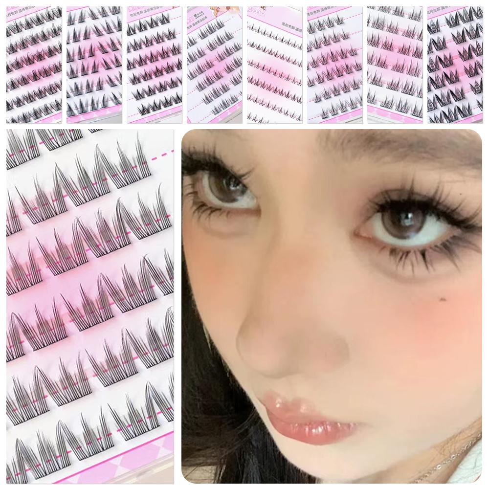 Press on Self Adhesive Cluster Lashes No Need Glue Individual Eyelash  Women's Beauty