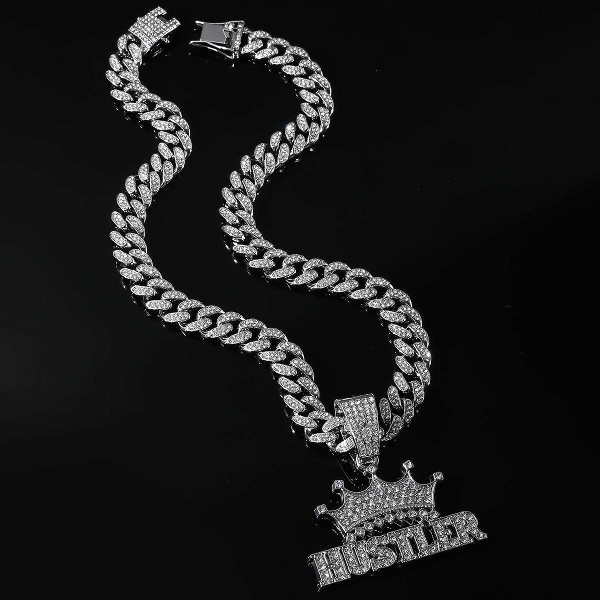 

Подвеска с кубинской цепочкой в виде буквы «Корона» с бриллиантами, мужское ожерелье в стиле хип-хоп, большое золотое ожерелье с бриллиантами