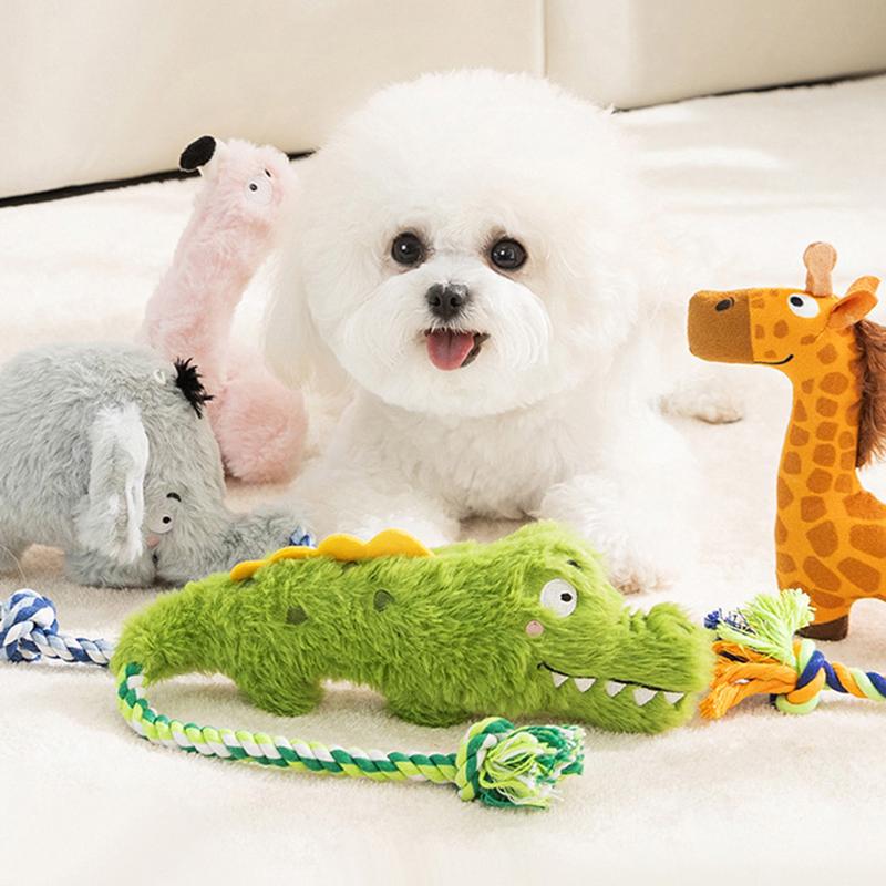 Squeaky Plush Animal Toys Dog Chew Toys Crinkle Sound Pet Toys Boredom Relief Mental Stimulation Puppy Teething Anxiety Relief Safe Pet Toys