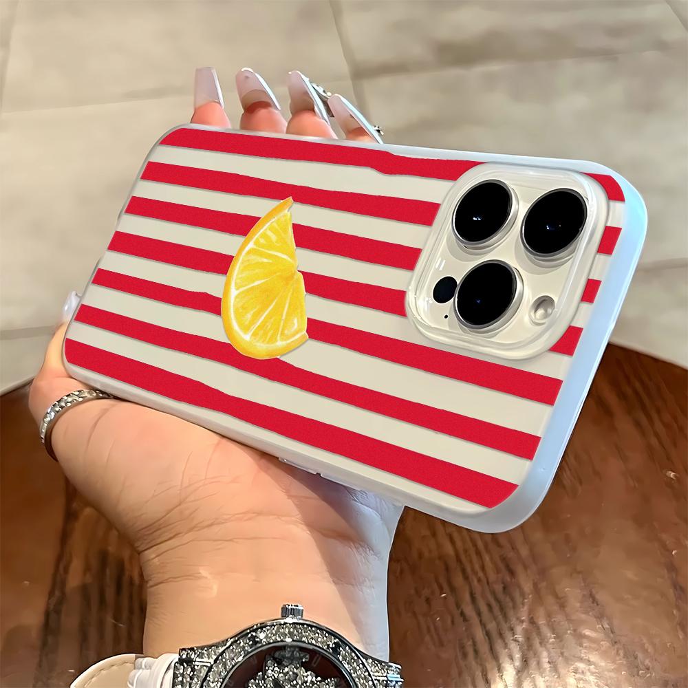 

Striped Lemon Phone Case For IPhone 17 16 15 14 13 12 11 Pro Max 7 8 XR XS Transparent Silicone Soft Cover Case iphone 11 Pro