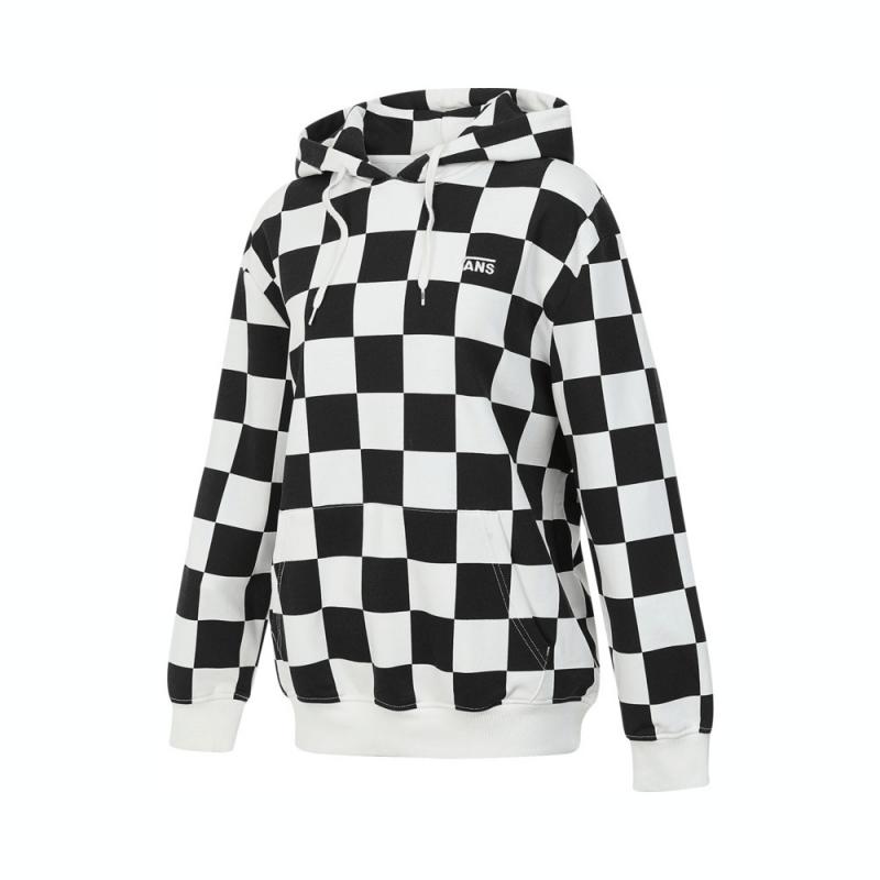 

Vans Big Checker Fashion Comfortable Versatile Color Block Plaid College Style Pullover Long Sleeve Hoodie Women hoodies Black White VN000GQVCTT XL
