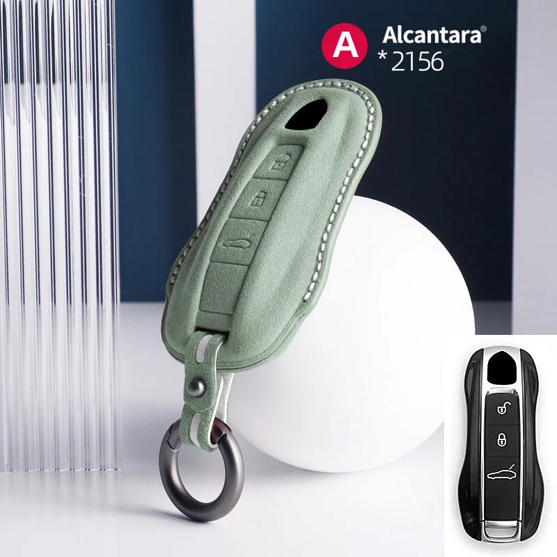 Alcantara Car Key Case Cover For Porsche Panamera Spyder Carrera Macan Cayman Cayenne 911 970 981 991 Accessories