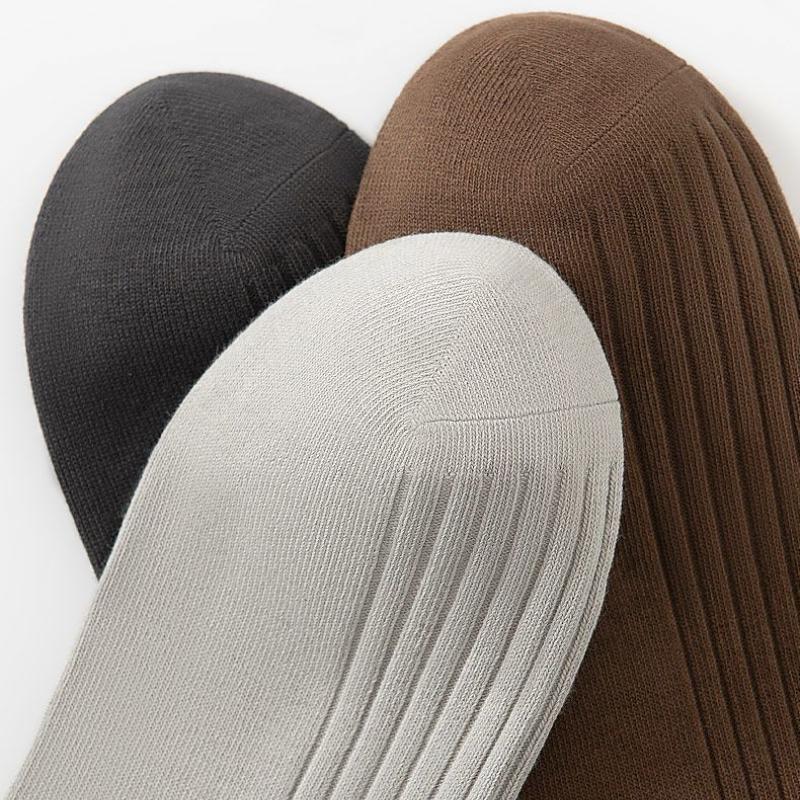 36-46 Plus høykvalitets bomullssokker for menn, middels vertikal stripe, pustende sportssokker