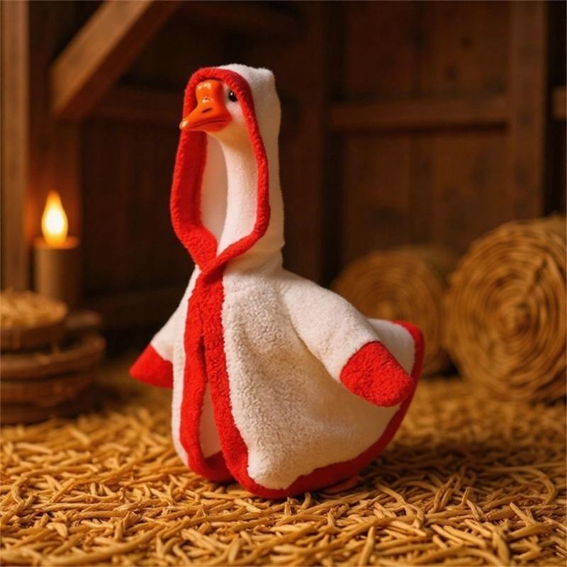 Christmas Geese Outfit With Soft Fabric Holiday Porch Decoration For Home Garden Statue