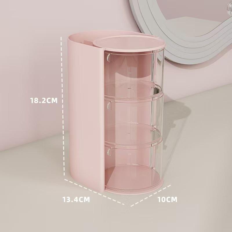 Rotating Multi-Layer Vanity Organizer: Puff, Eyebrow Pencil & Pen Holder