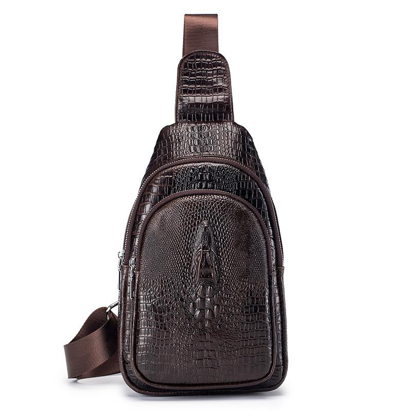 Men's Leather Single-shoulder Chest Bag, Cowhide Crossbody Bag, Trendy Men's Front Crossbody Bag