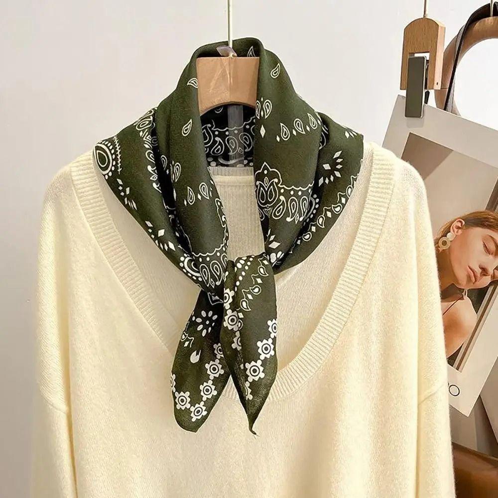 Polyester Head Scarf Retro Neck Scarf Fashion Square Scarf  Decor