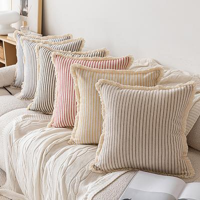 Fronha Decorativa Listrada Dupla Face (Travesseiro Núcleo Não Incluído)