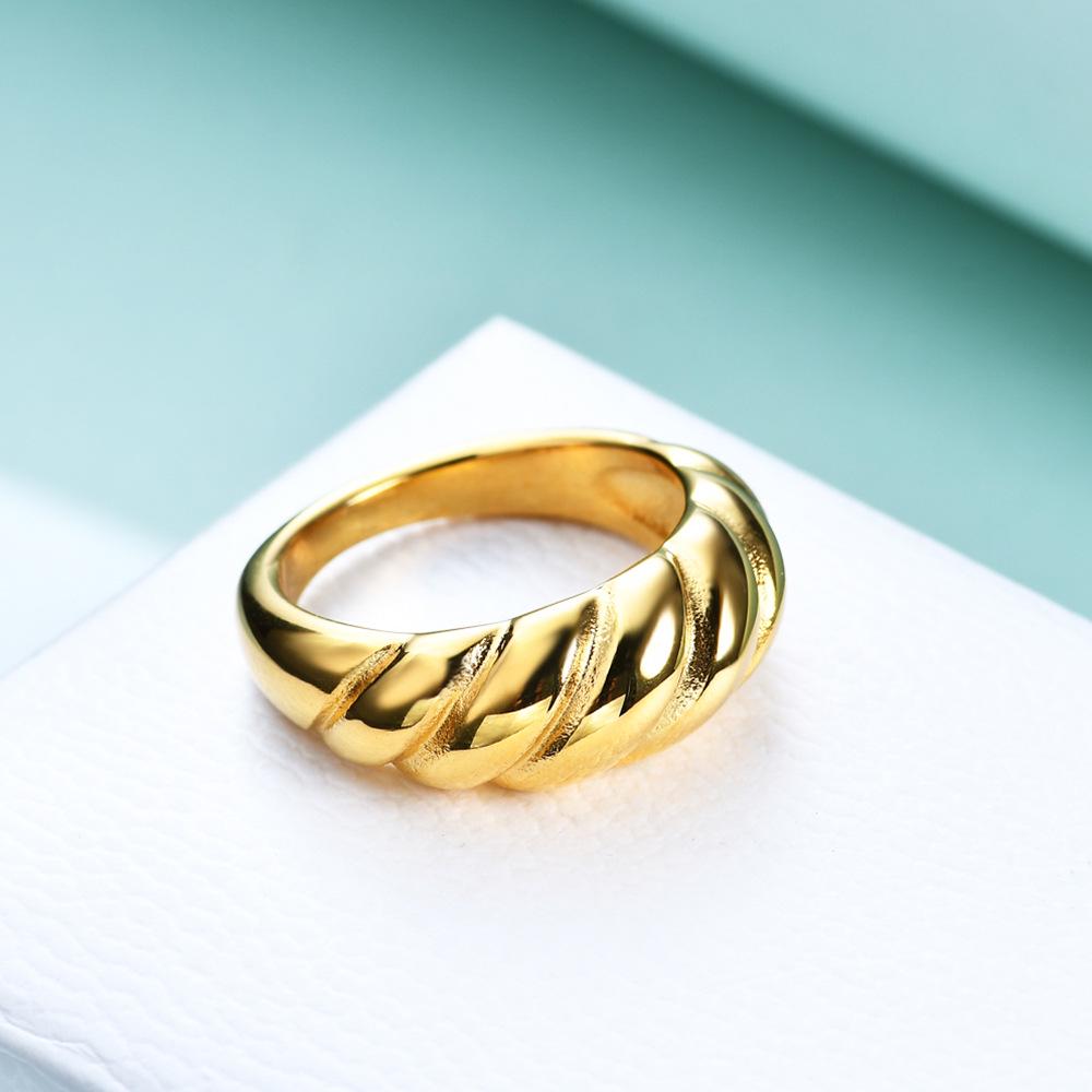 HNSP 316L Stainless Steel Twist Ring For Women Trendy Bread Ring Finger Jewelry Accessories Gift
