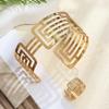 Geometric lines hollow irregular bracelet ring set opening adjustment design bracelet