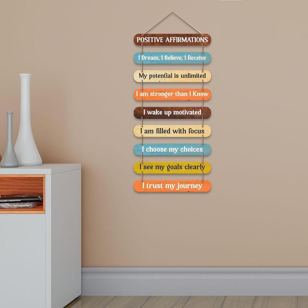 Positive Affirmations Printed Wooden Wall Hanging for Home Decorative Items | Living Room  Wall Artwork For Hall Decor | Modern Wall Decorative