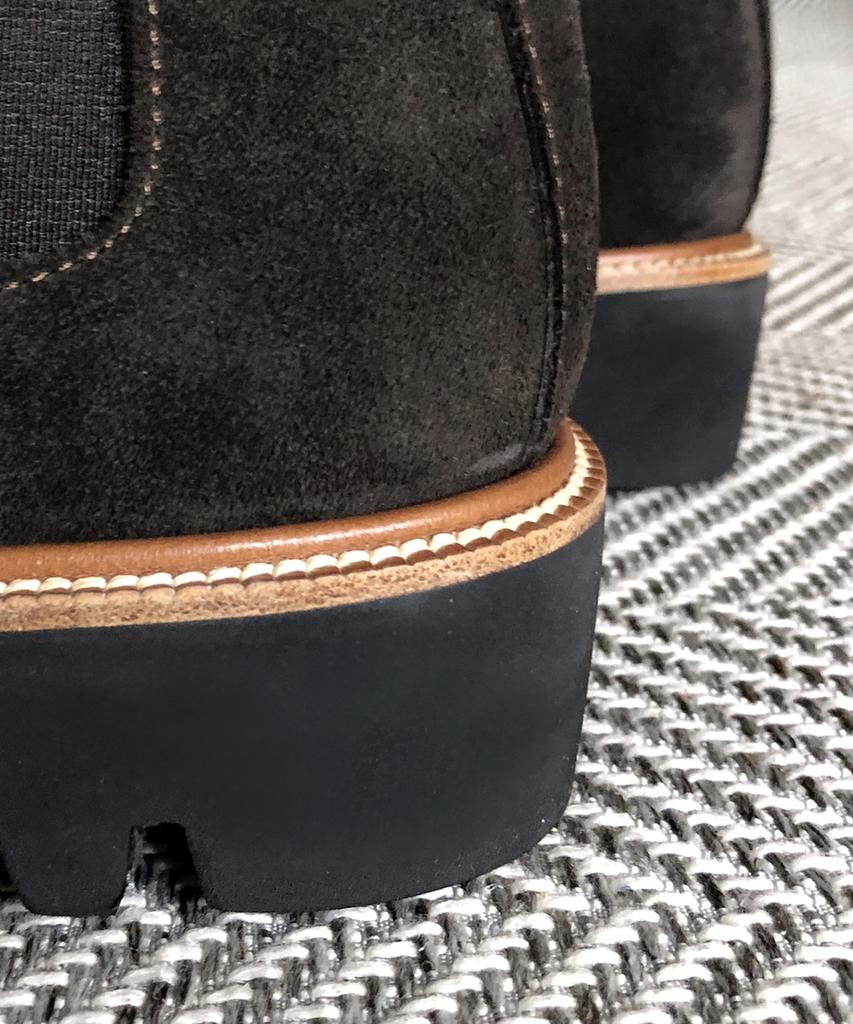 Joenshoe Hancock Round Worker Suede Zipper Chelsea Boots Dark Brown