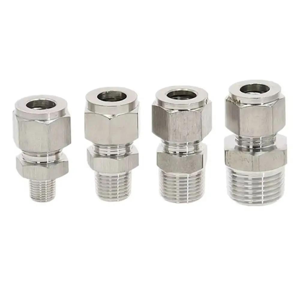 1 Stück 1/8" 1/4" 3/8" 1/2" Außengewinde zu 3-16mm Außendurchmesser Schnellkupplung Edelstahl Doppelklemmring Rohrverbinder 304 SS
