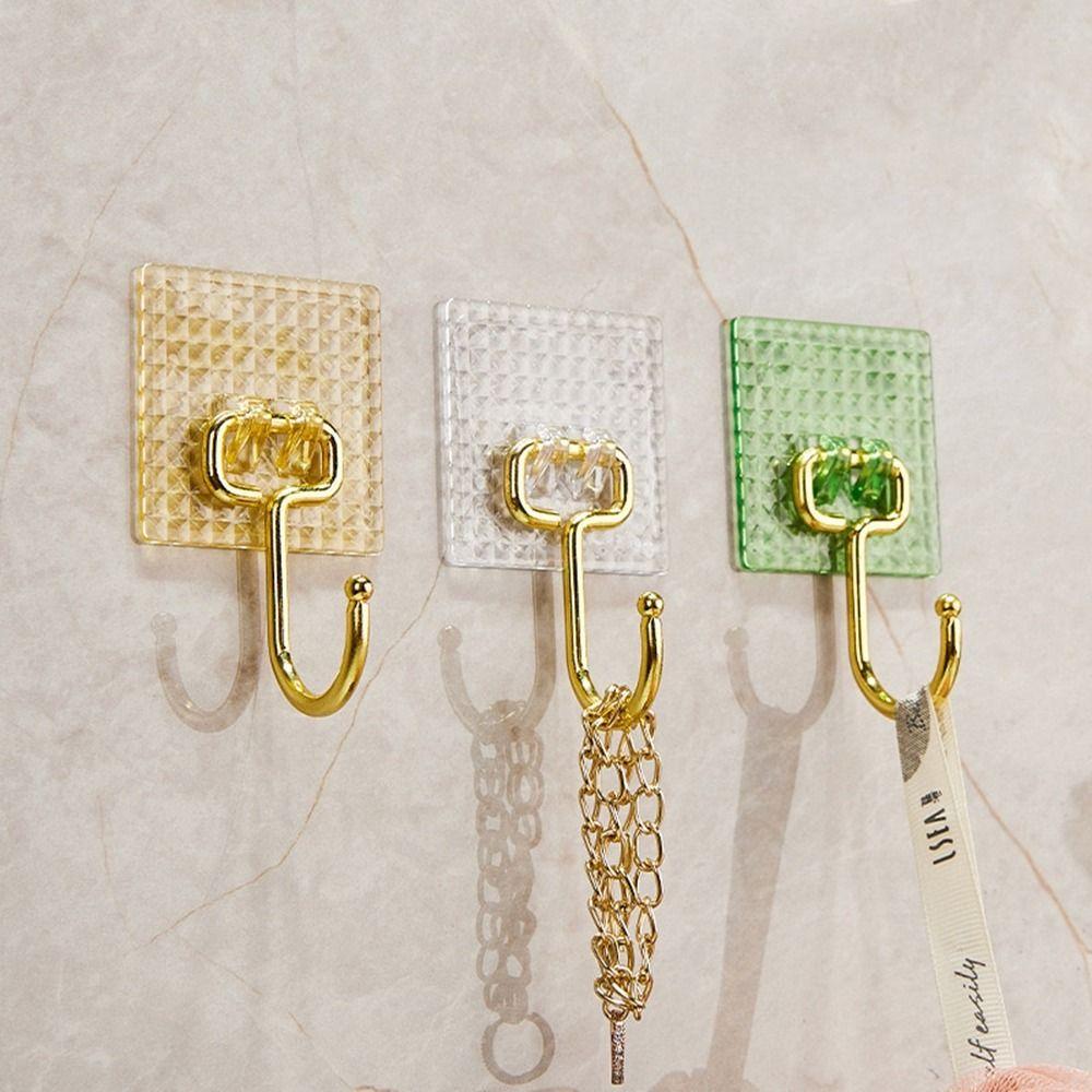 

Plastic Wall Hook No Punch Key Storage Holder Light Luxury Sticky Hooks Bedroom
