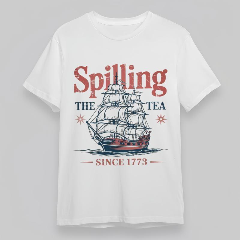 

Женская трендовая классическая футболка большого размера с винтажным графическим принтом парусника и волн 4XL