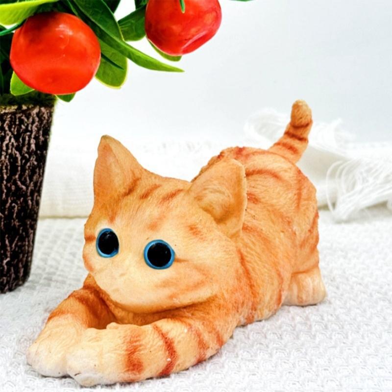 Cute Kitten Cats Stress Relief Squeeze Toy with Detail Realistic Cats Decompression Toy for Kids Adults Desktop Decors