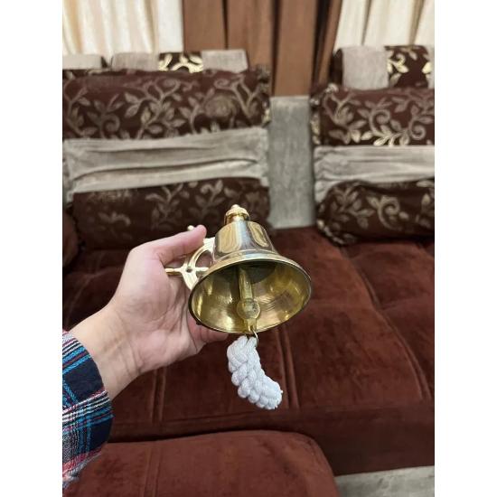 Antique Brass Ship Bell Nautical Hanging Door Bell With Wall Mounted Bracket
