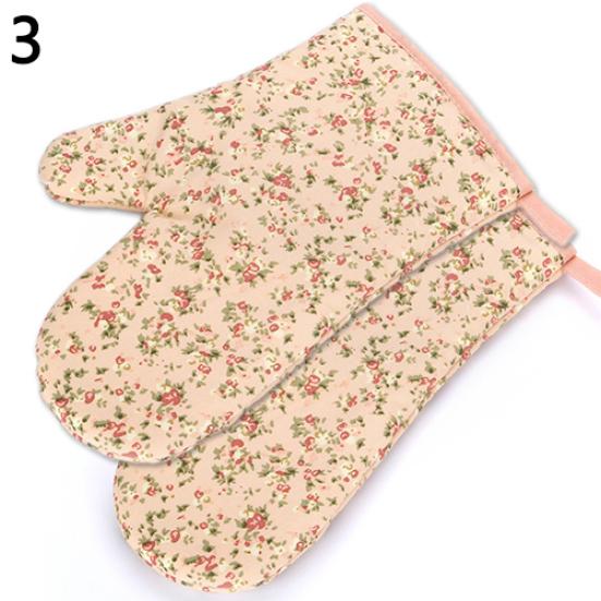 1Pc Dots Grids Print Oven Mitt Heat Resistant Protector Kitchen Holder Glove