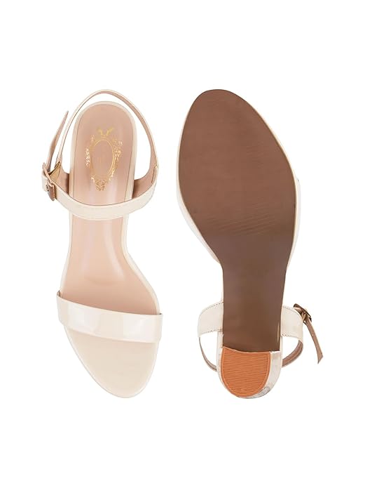Shoetopia Women Block Heel Sandal  Stylish Ankle Strap Party Heels with Rhinestone Bow Detail