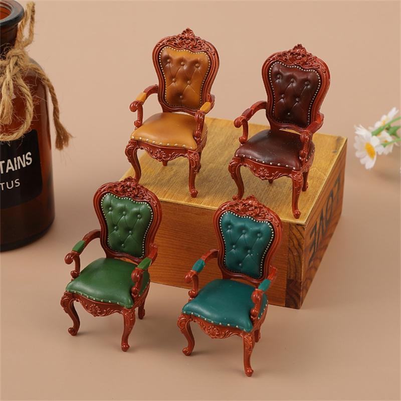 1/12 Dollhouse Simulation Mini Armchair Model Doll Home Living Room Sofa Chair Furniture Decor Toy Dolls House Accessories