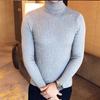 Men's High Neck Sweater Solid Color Pullover Knitted Warm Casual Turtleneck   Men Clothes