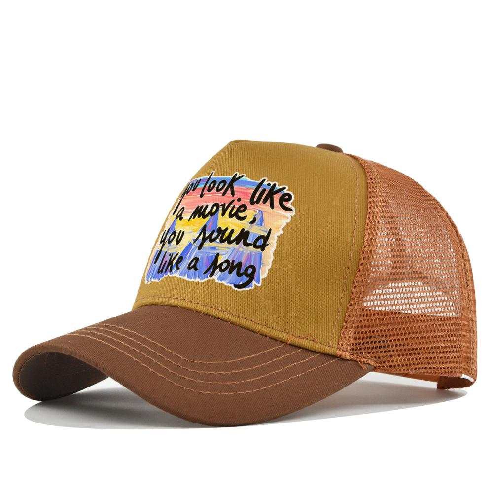 Summertime Printed Cap Letter Mesh Breathable Hat Women Men Baseball Cap Sunshade Outdoor Sports Cycling Travel Sun Hat Dad Hat